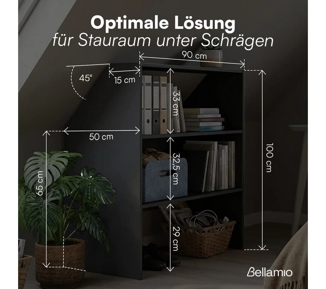 Bellamio Dachschrägenregal Aland Anthrazit 45 Grad-Winkel - Bild 5