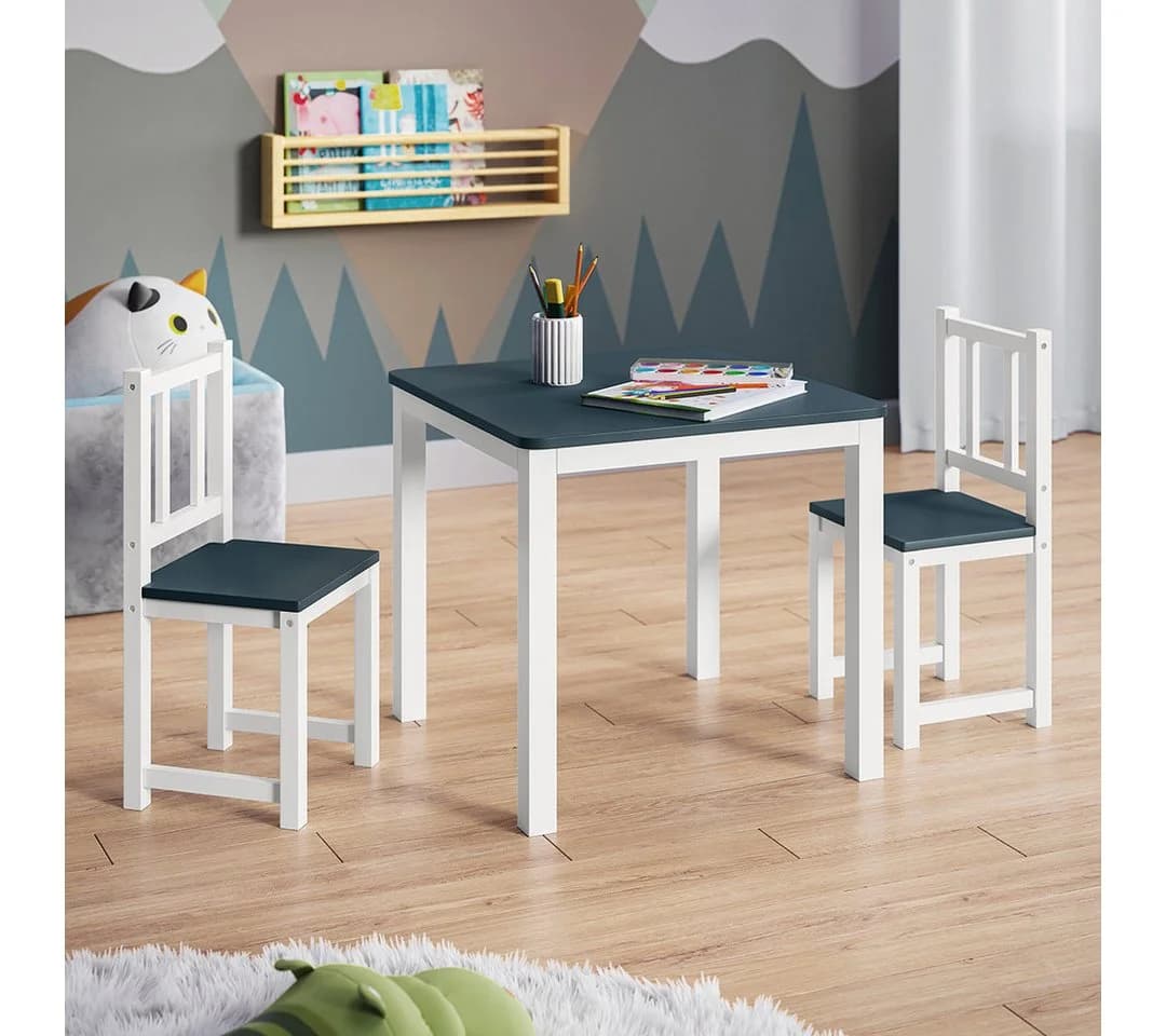 Bellabino Kindersitzgruppe Sora 3-tlg. Weiß/Anthrazit Massivholz - Bild 2