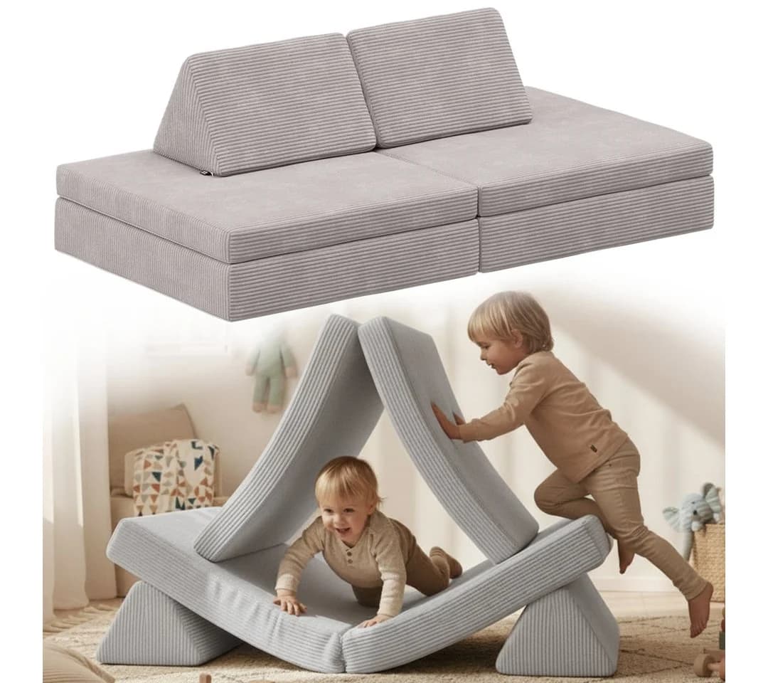 Bellabino Kindersofa Nile Grau Faltbare Spielcouch Cordbezug - Bild 2