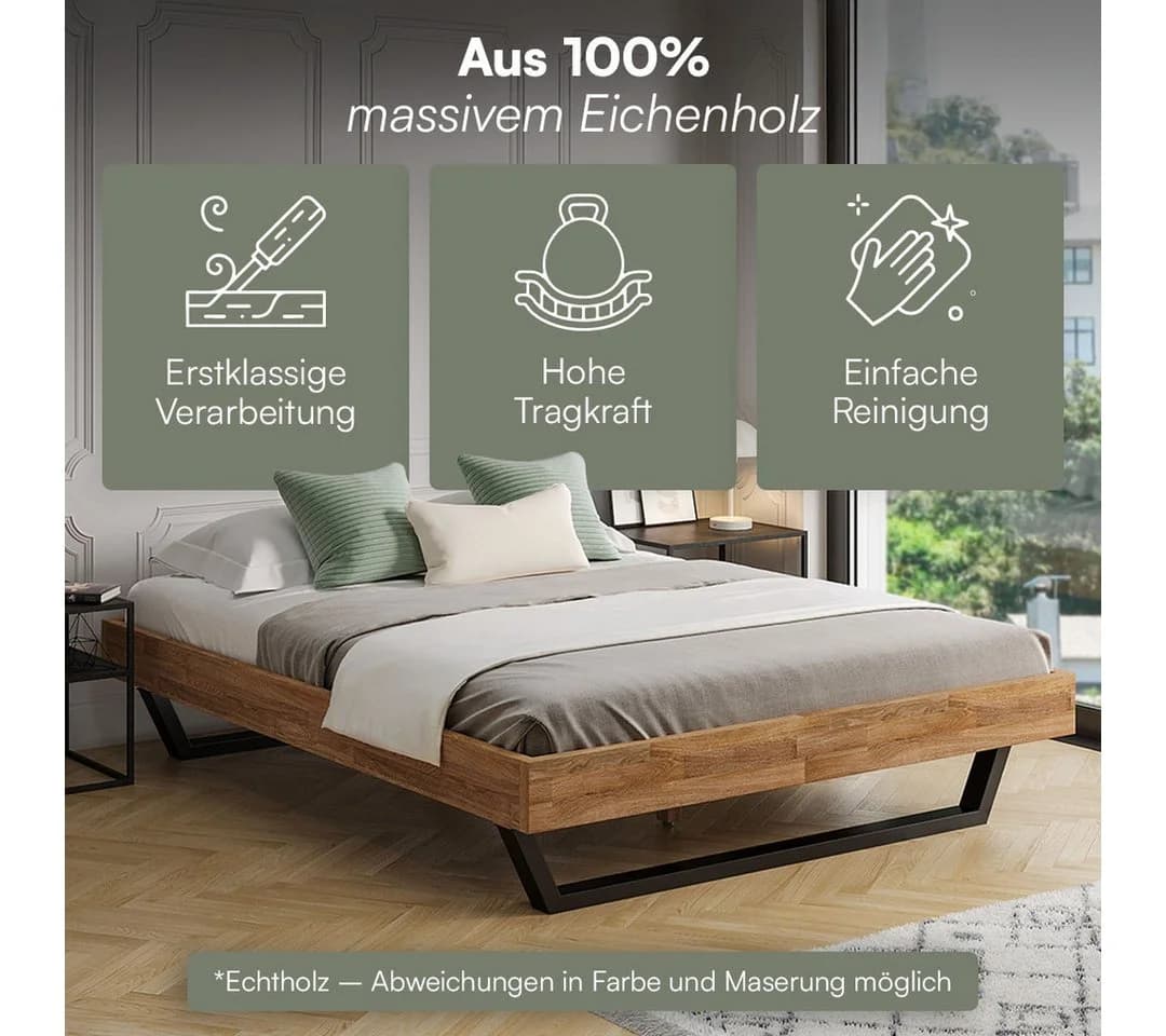 skølm Bett Alver Eiche massiv mit Metallkufen - Bild 3