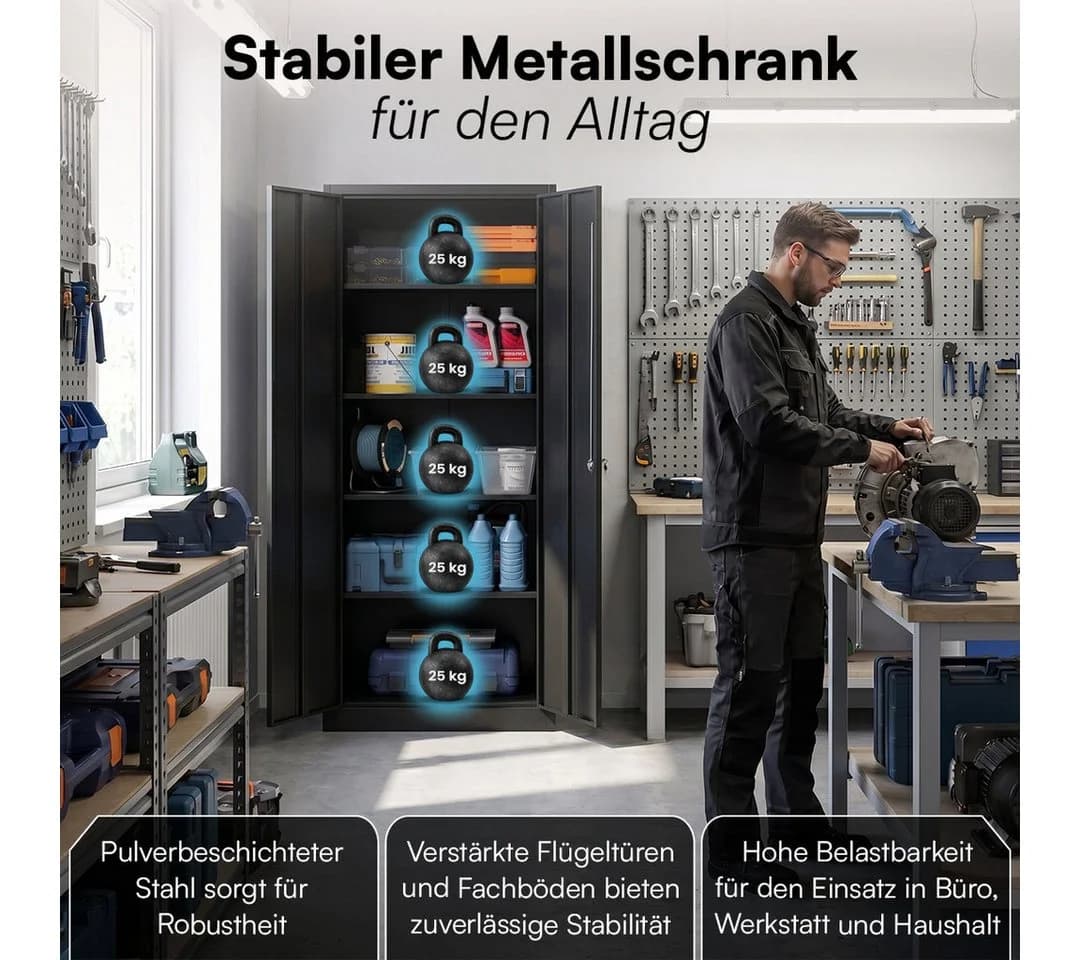 STEELSØN Aktenschrank Regulus Stahl abschließbar Schwarz - Bild 3