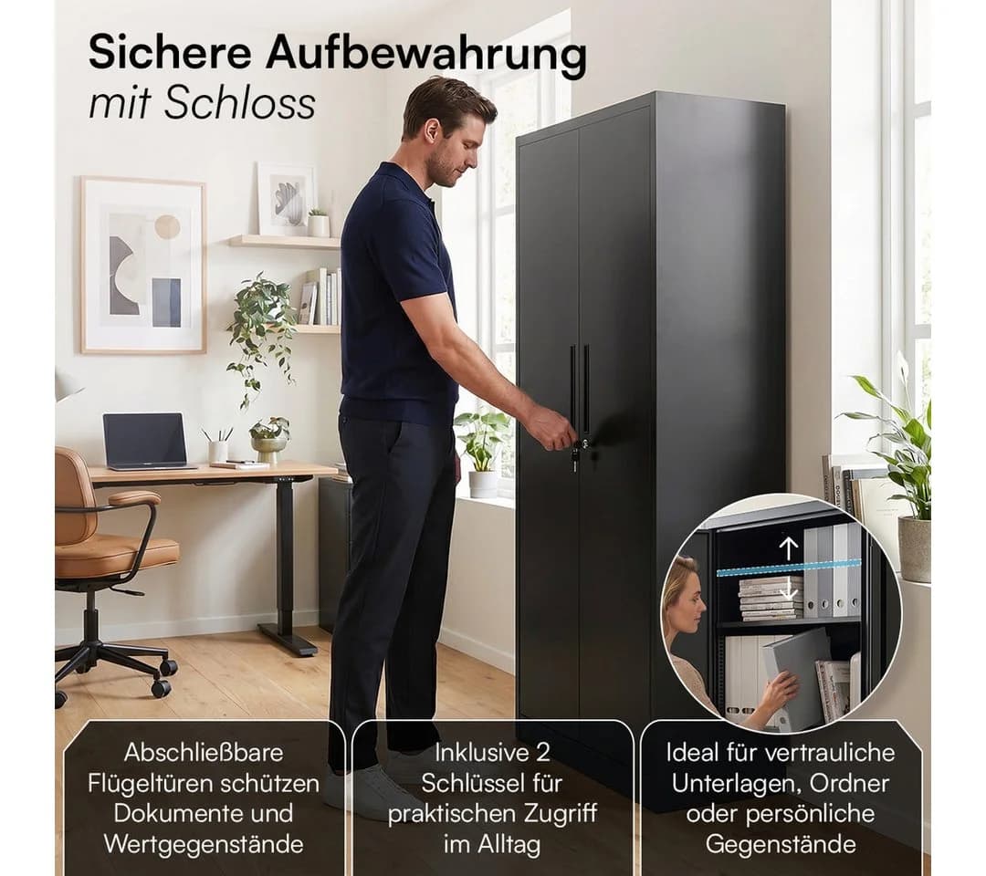 STEELSØN Aktenschrank Regulus Stahl abschließbar Schwarz - Bild 5