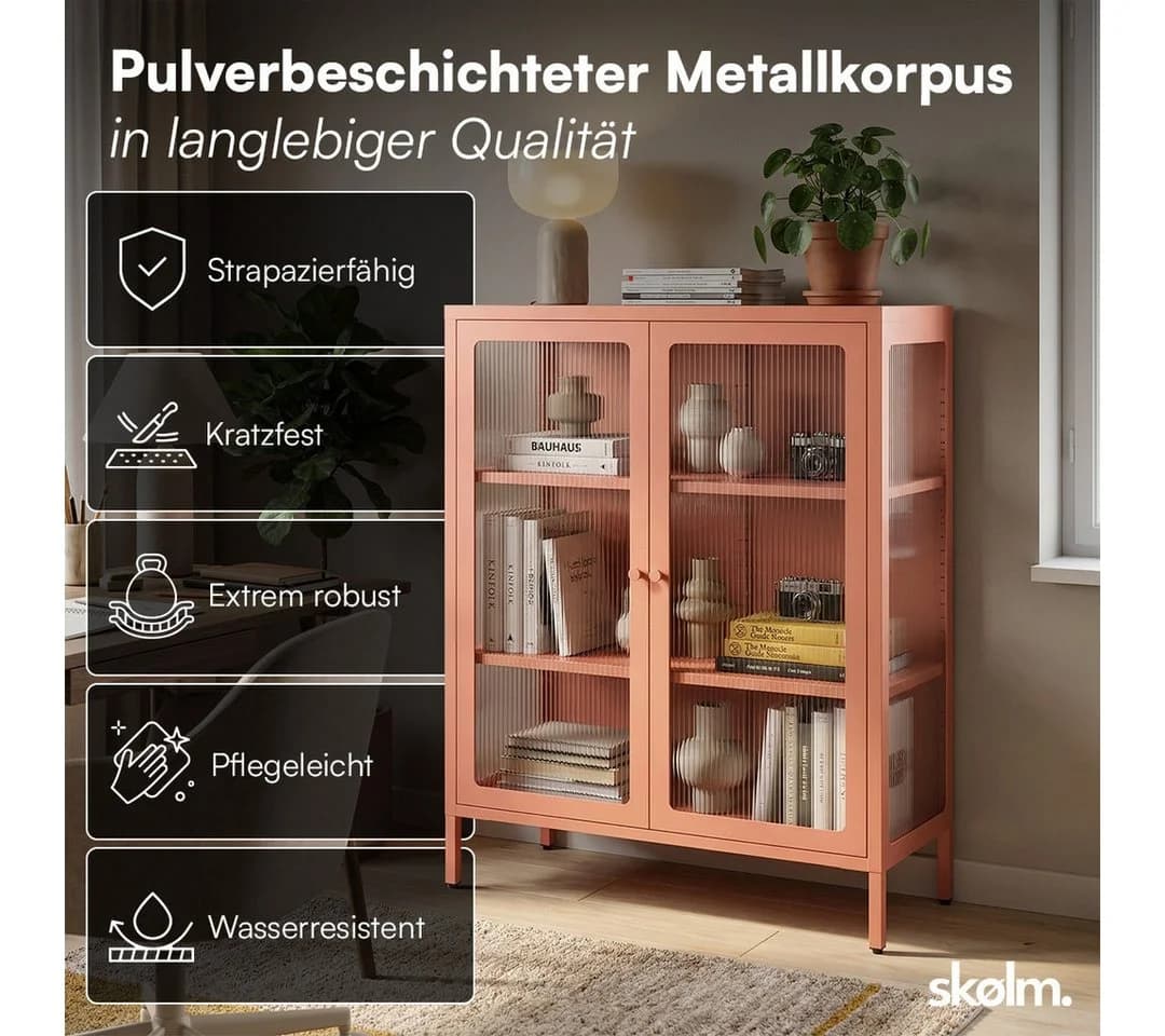 skølm Highboard Norns mit Glastüren Terrakotta Metallkommode - Bild 3
