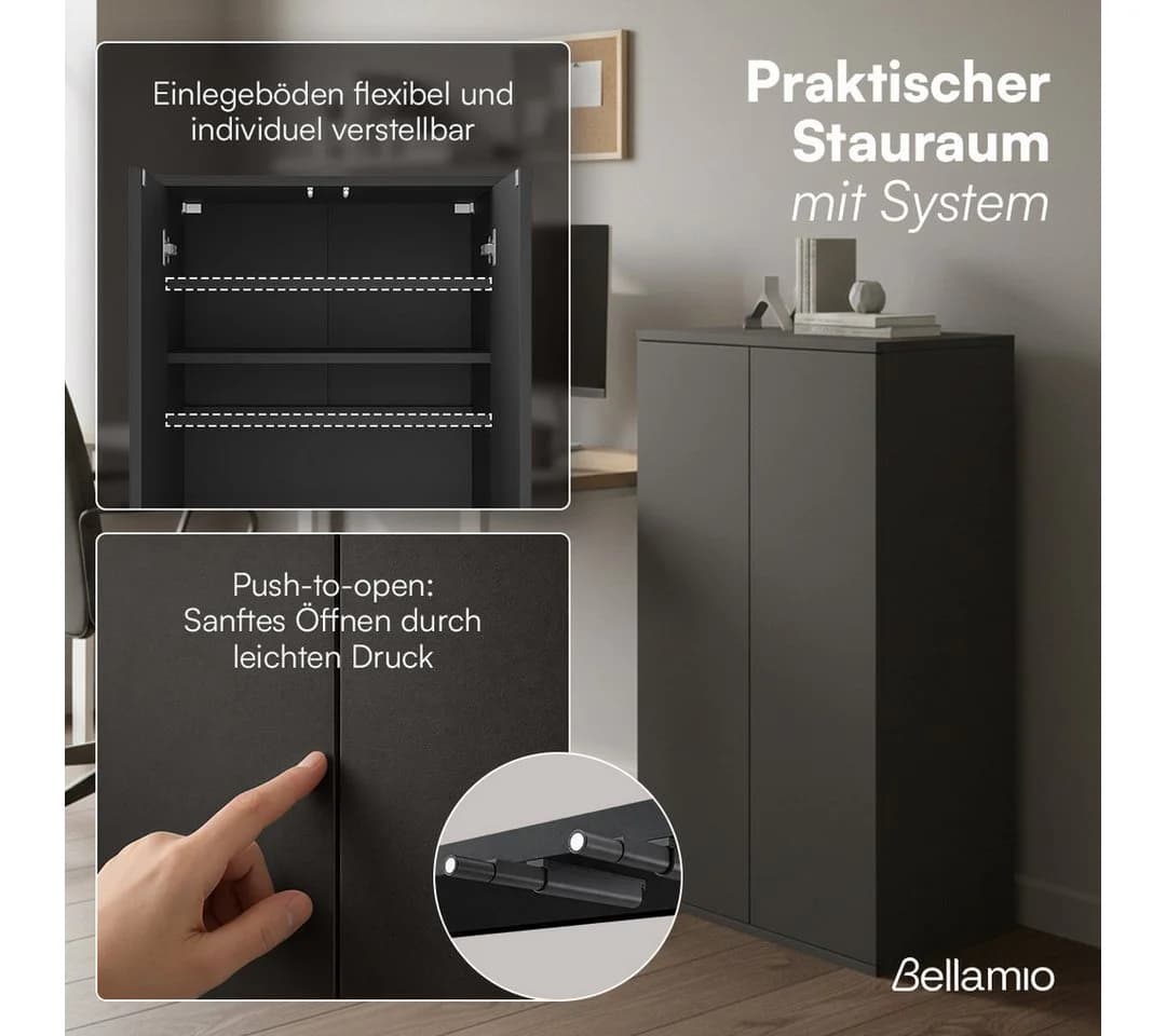 Bellamio Mehrzweckschrank Ais Push-to-Open Anthrazitschwarz - Bild 3