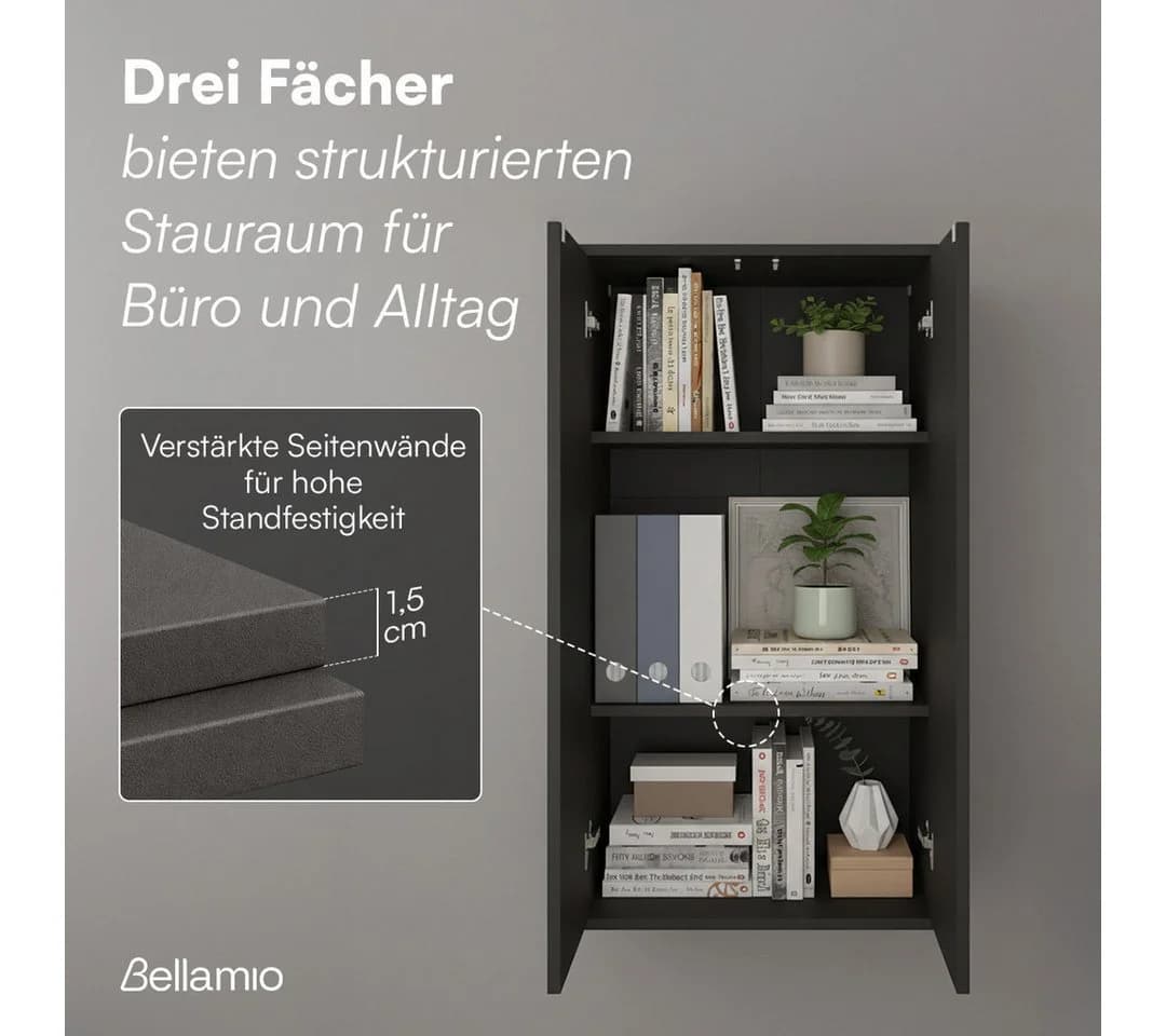 Bellamio Mehrzweckschrank Ais Push-to-Open Anthrazitschwarz - Bild 4