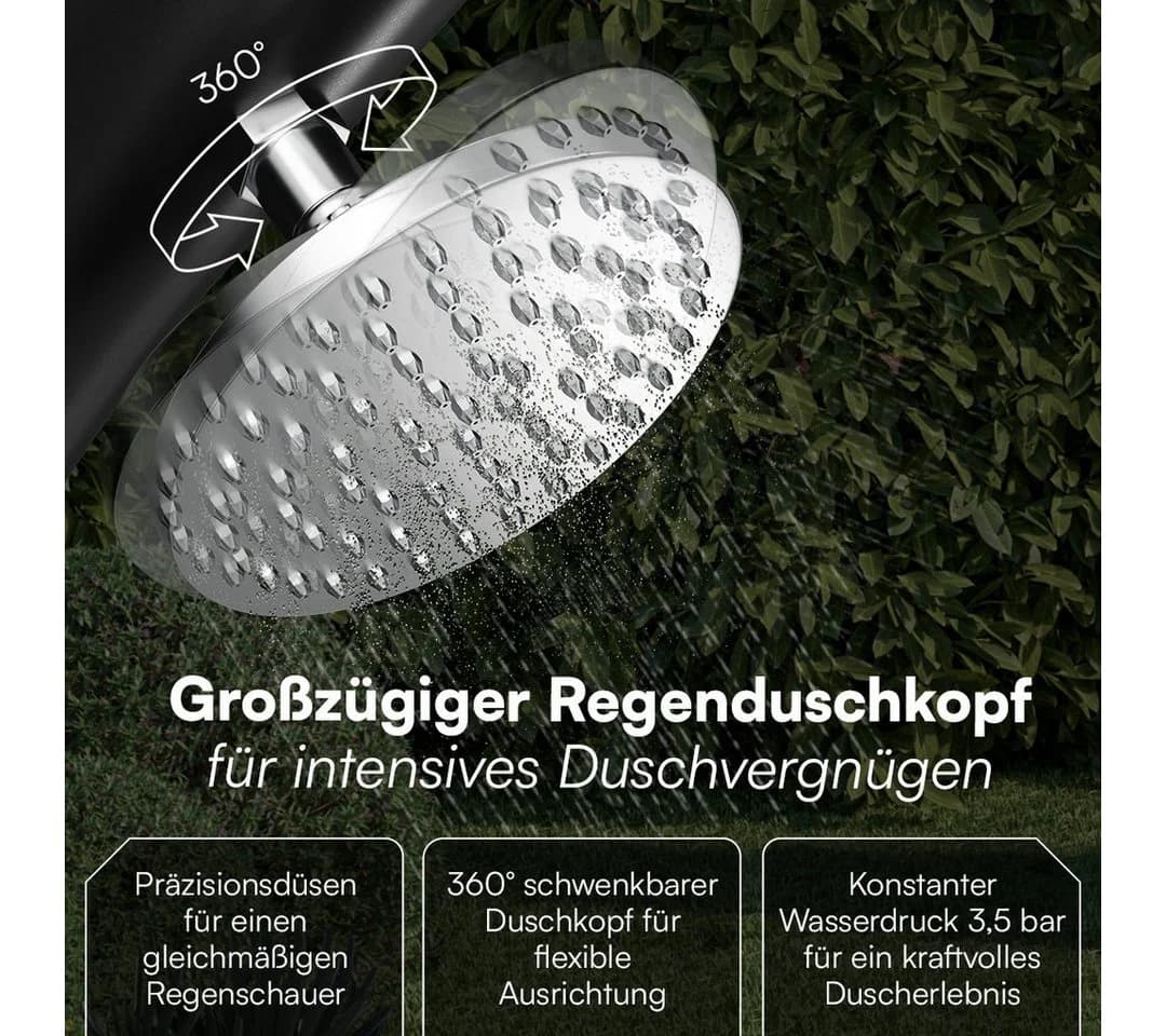 STEELSØN Solardusche Selara Schwarz mit Regenduschkopf und Fußhahn - Bild 4