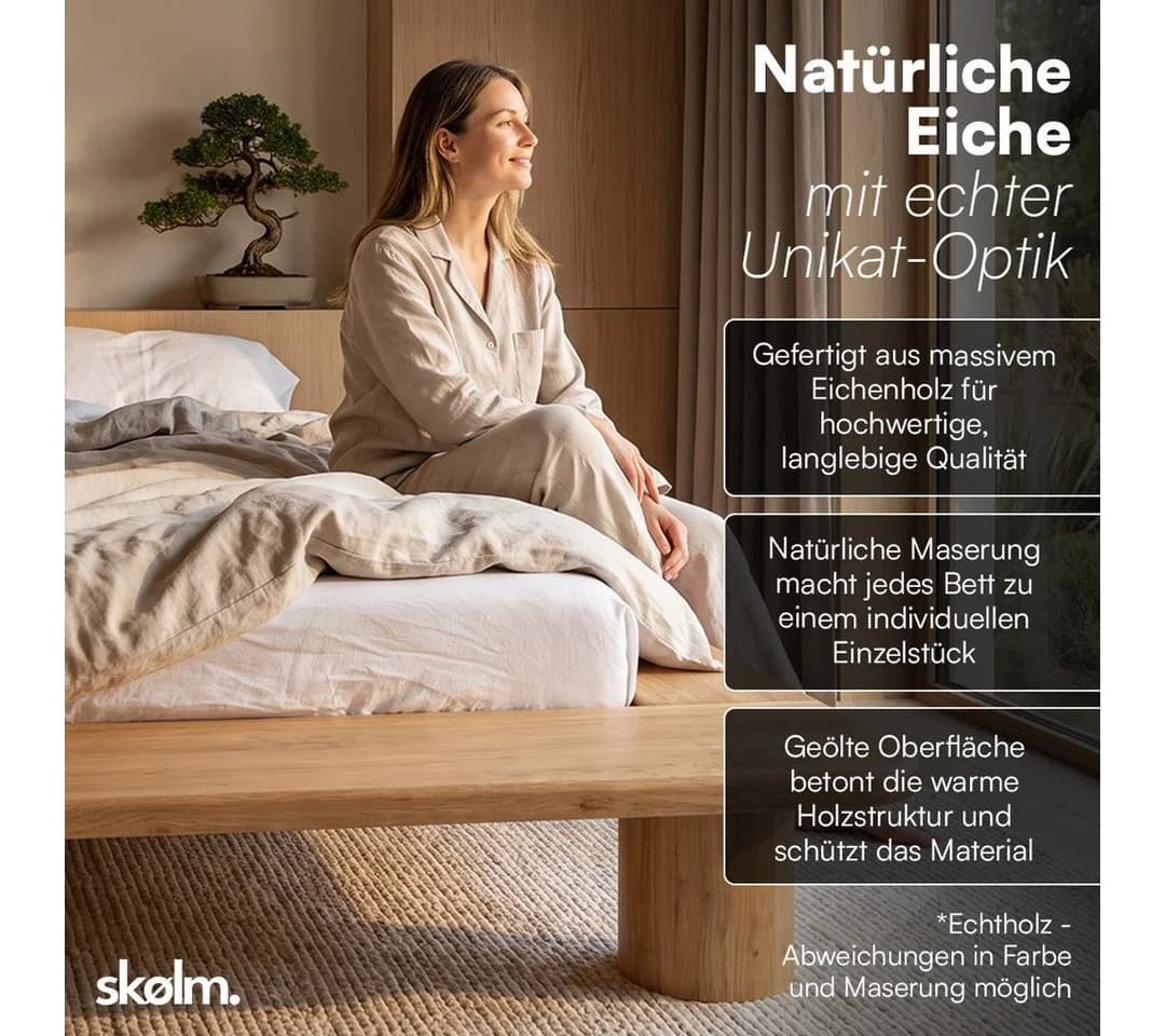 skølm Futonbett Vestri massiv Eiche 140x200 cm - Bild 3