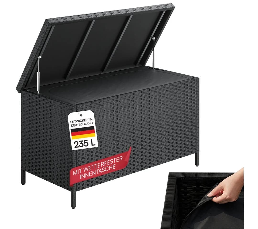 STEELSØN Aufbewahrungsbox Serion Gartenkiste Polyrattan Schwarz - Bild 2