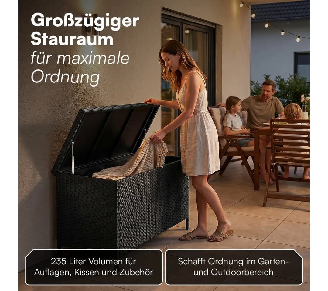 STEELSØN Aufbewahrungsbox Serion Gartenkiste Polyrattan Schwarz - Bild 3
