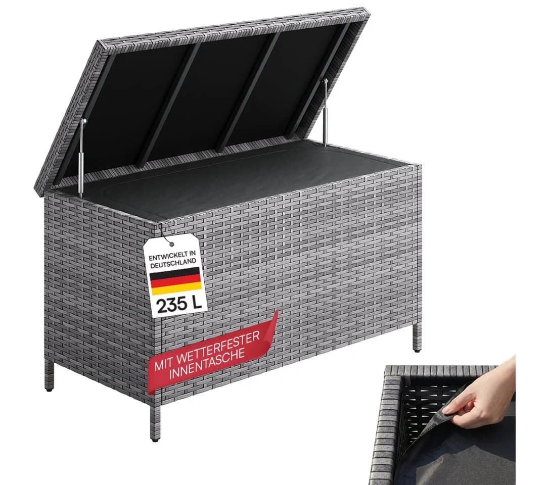 STEELSØN Aufbewahrungsbox Serion grau aus Polyrattan mit Metallgestell - Bild 2