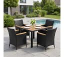 STEELSØN Garten-Essgruppe Fawaris Schwarz Polyrattan Akazienholz 5-tlg. Bild 2