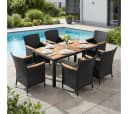 STEELSØN Garten-Essgruppe Fawaris Schwarz Polyrattan Akazienholz 7-tlg. Bild 2