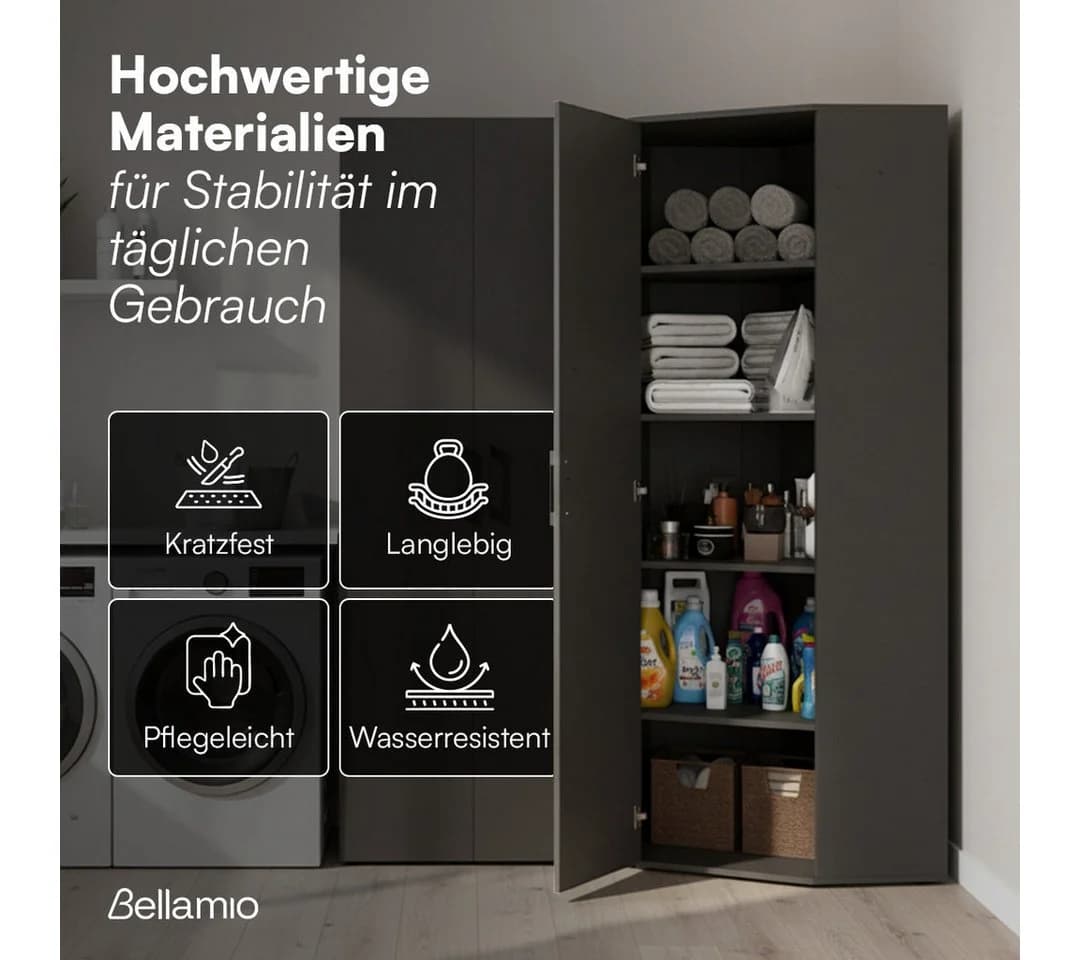 Bellamio Mehrzweckschrank Apol Eckschrank Anthrazitschwarz 1 Tür 5 Fächer - Bild 5