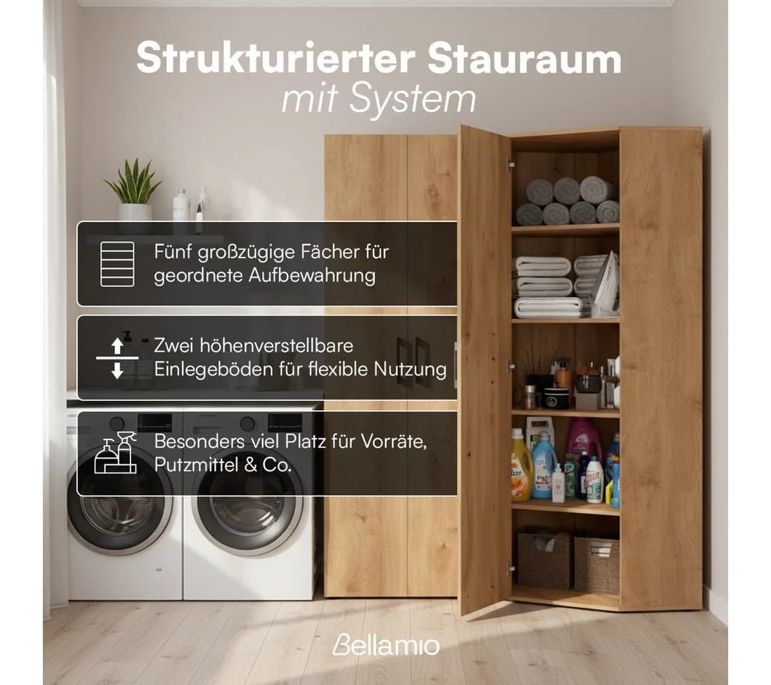 Bellamio Mehrzweckschrank Apol Eichenoptik Eckschrank - Bild 3