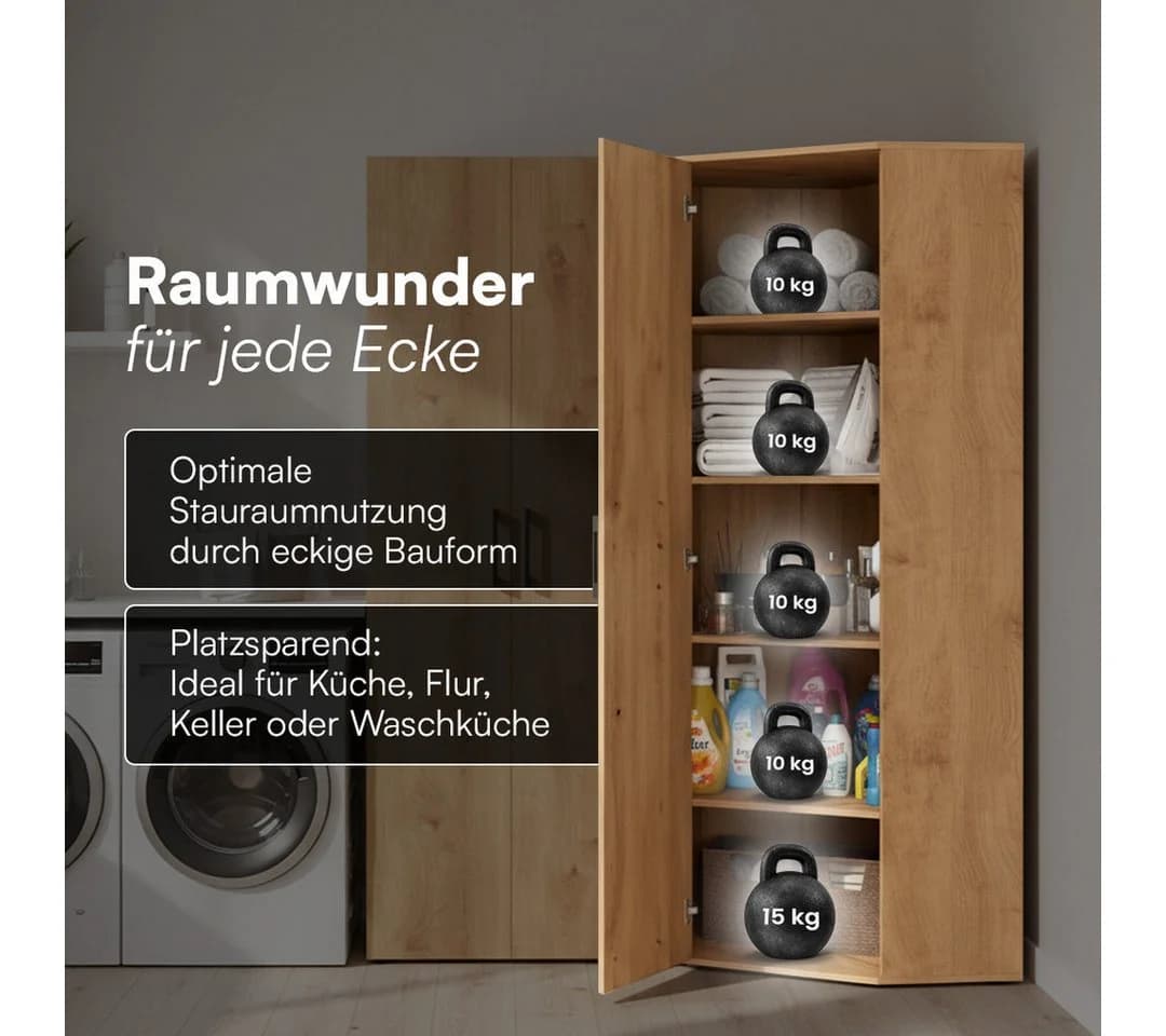 Bellamio Mehrzweckschrank Apol Eichenoptik Eckschrank - Bild 4