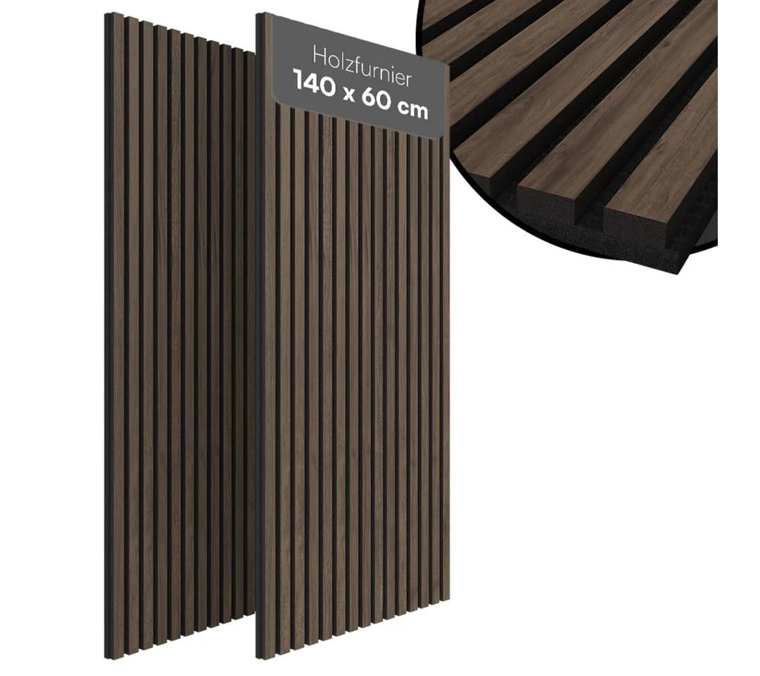 Bellamio Wandpaneel Kilwa Akustikpaneel Holzoptik Walnuss 3D Lamellenwand - Bild 2