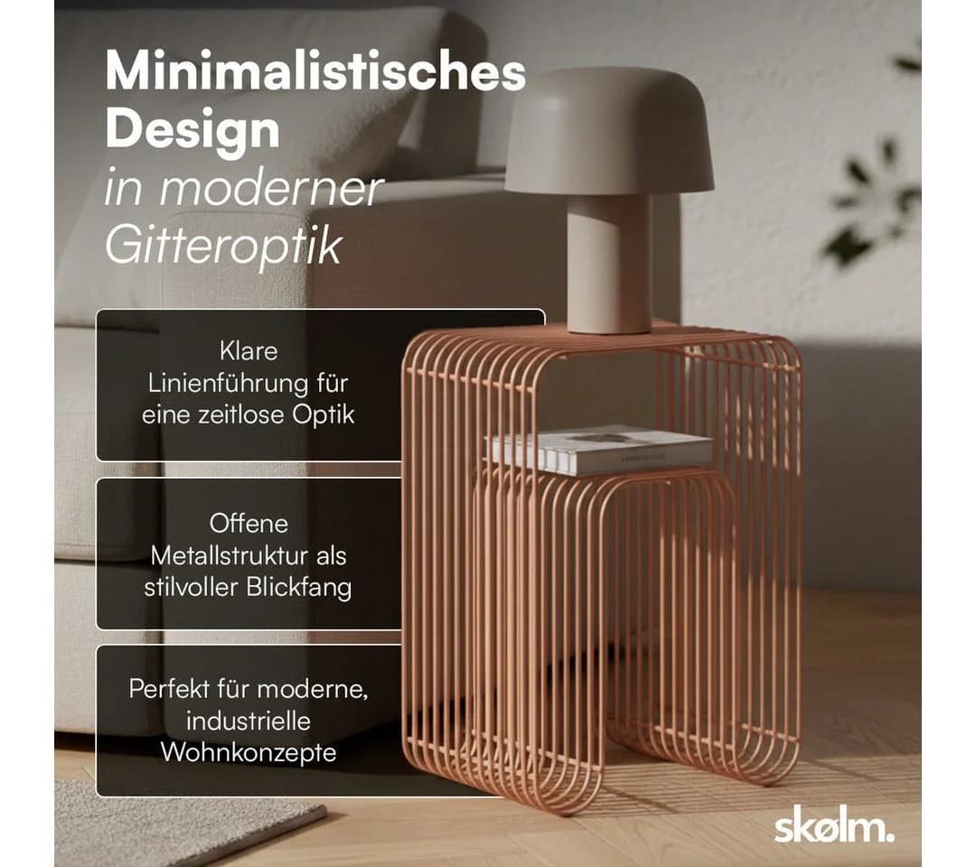 skølm Beistelltisch Vali Terrakotta Metall Gitterdesign - Bild 3