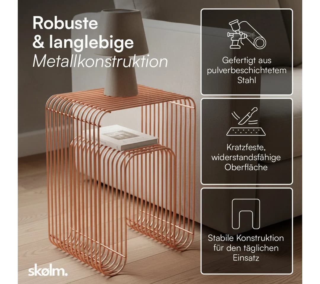 skølm Beistelltisch Vali Terrakotta Metall Gitterdesign - Bild 4