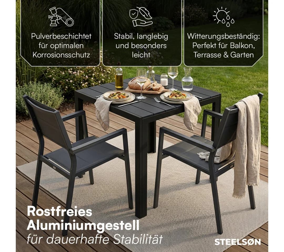 STEELSØN Gartentisch Alaris Kunstholz Schwarz - Bild 3