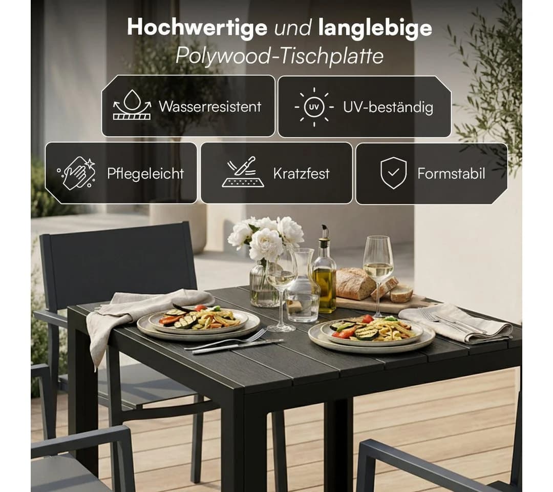 STEELSØN Gartentisch Alaris Kunstholz Schwarz - Bild 4