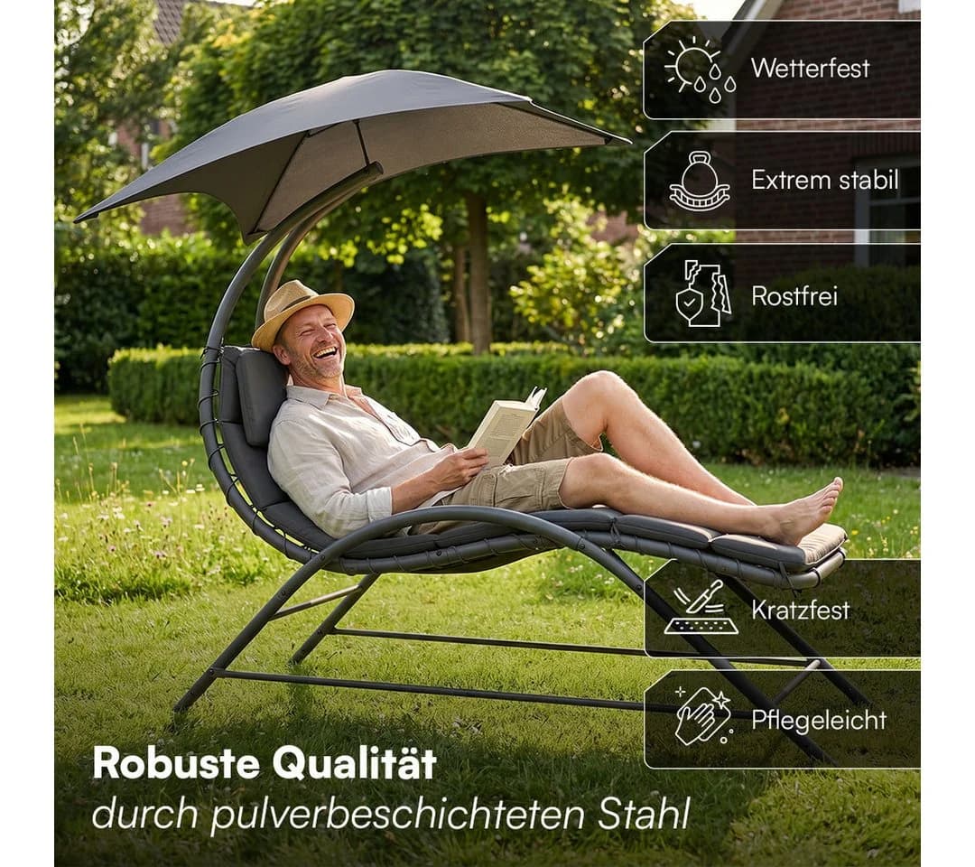 STEELSØN Gartenliege Nyria mit Sonnendach anthrazit - Bild 4