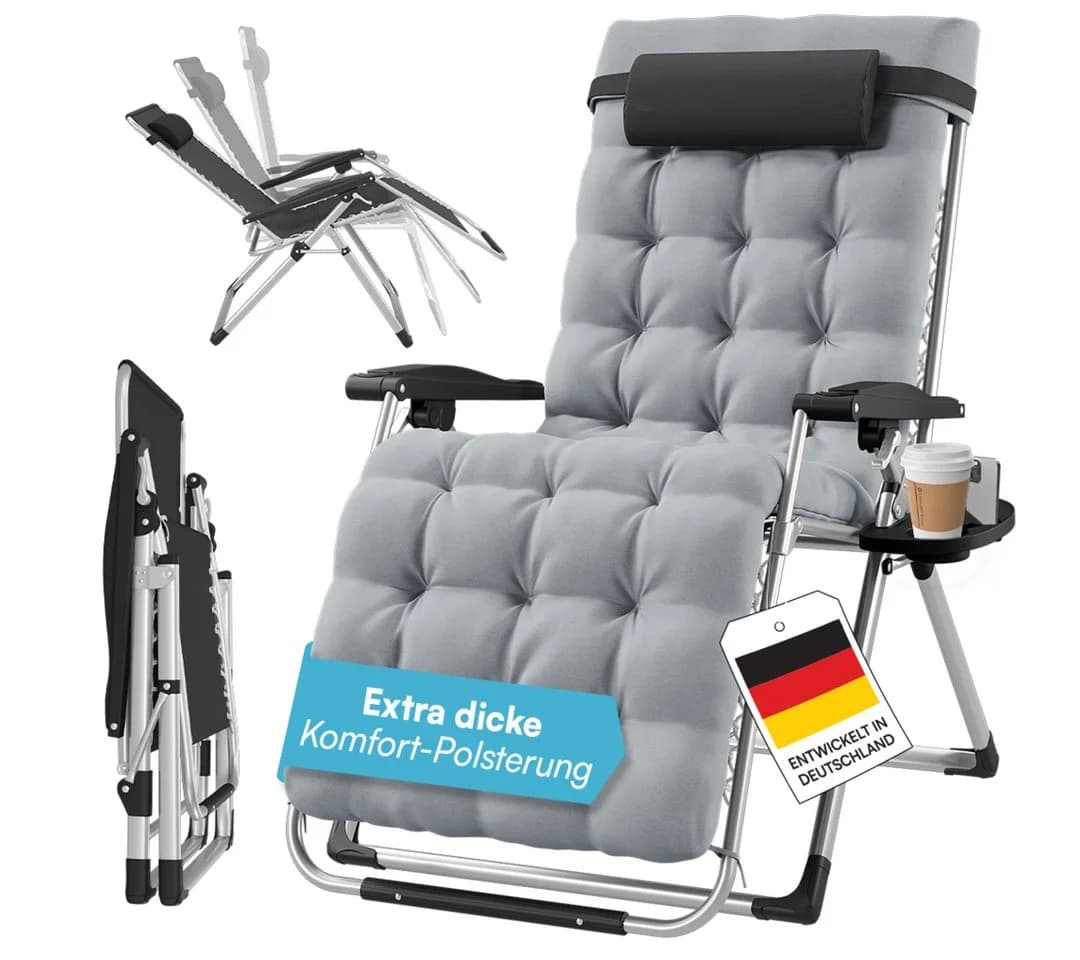 STEELSØN Gartenliege Lysira Zero-Gravity-Stuhl Grau/Silber - Bild 2