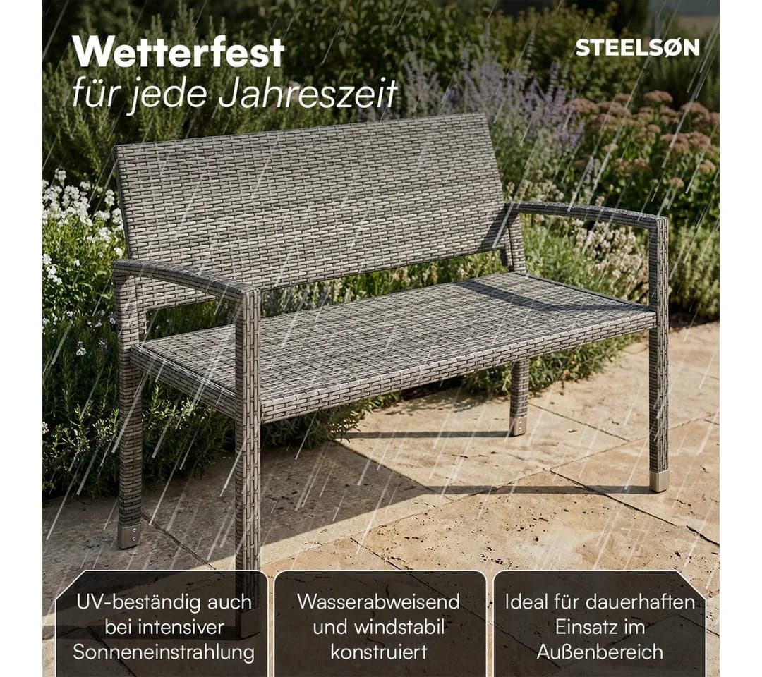 STEELSØN Gartenbank Mirador Polyrattan 2-Sitzer grau - Bild 3