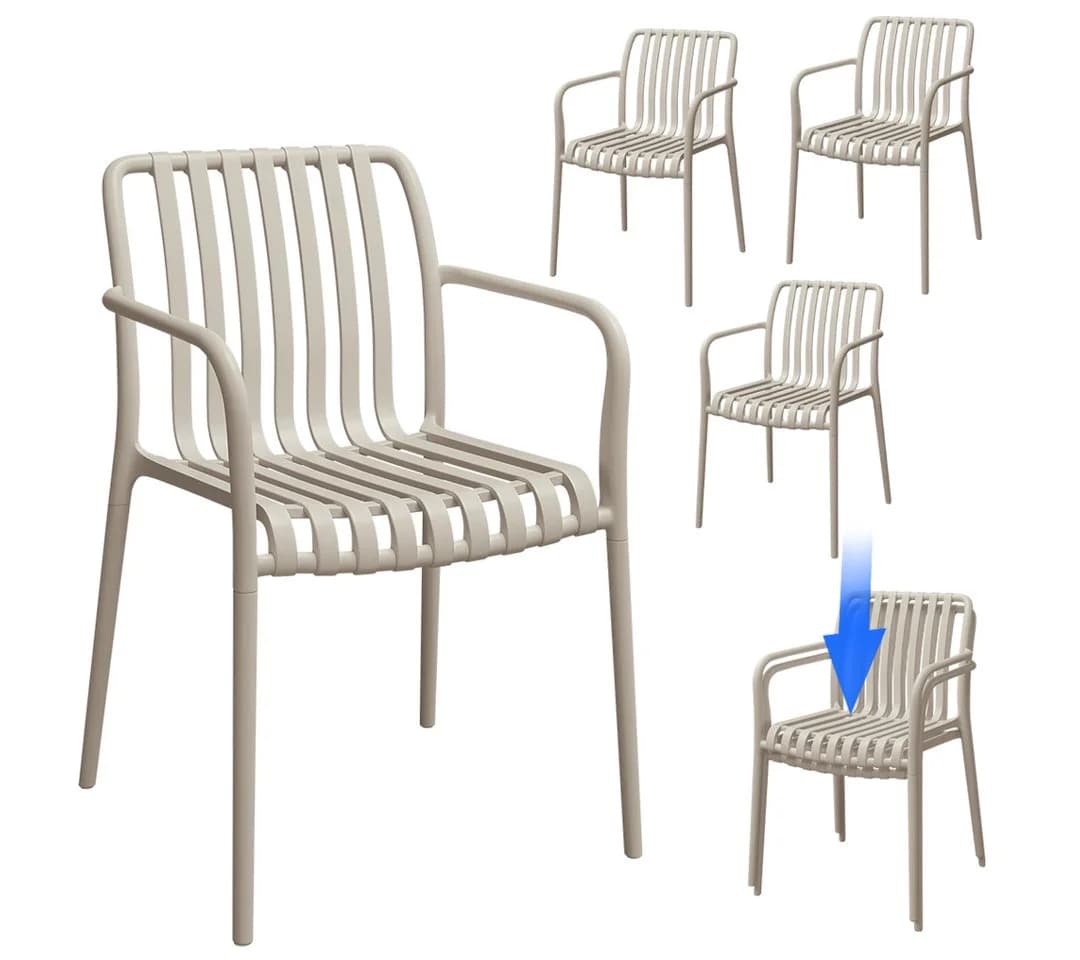 STEELSØN Gartenstuhl Pincoya Taupe wetterfest stapelbar 4er Set - Bild 2
