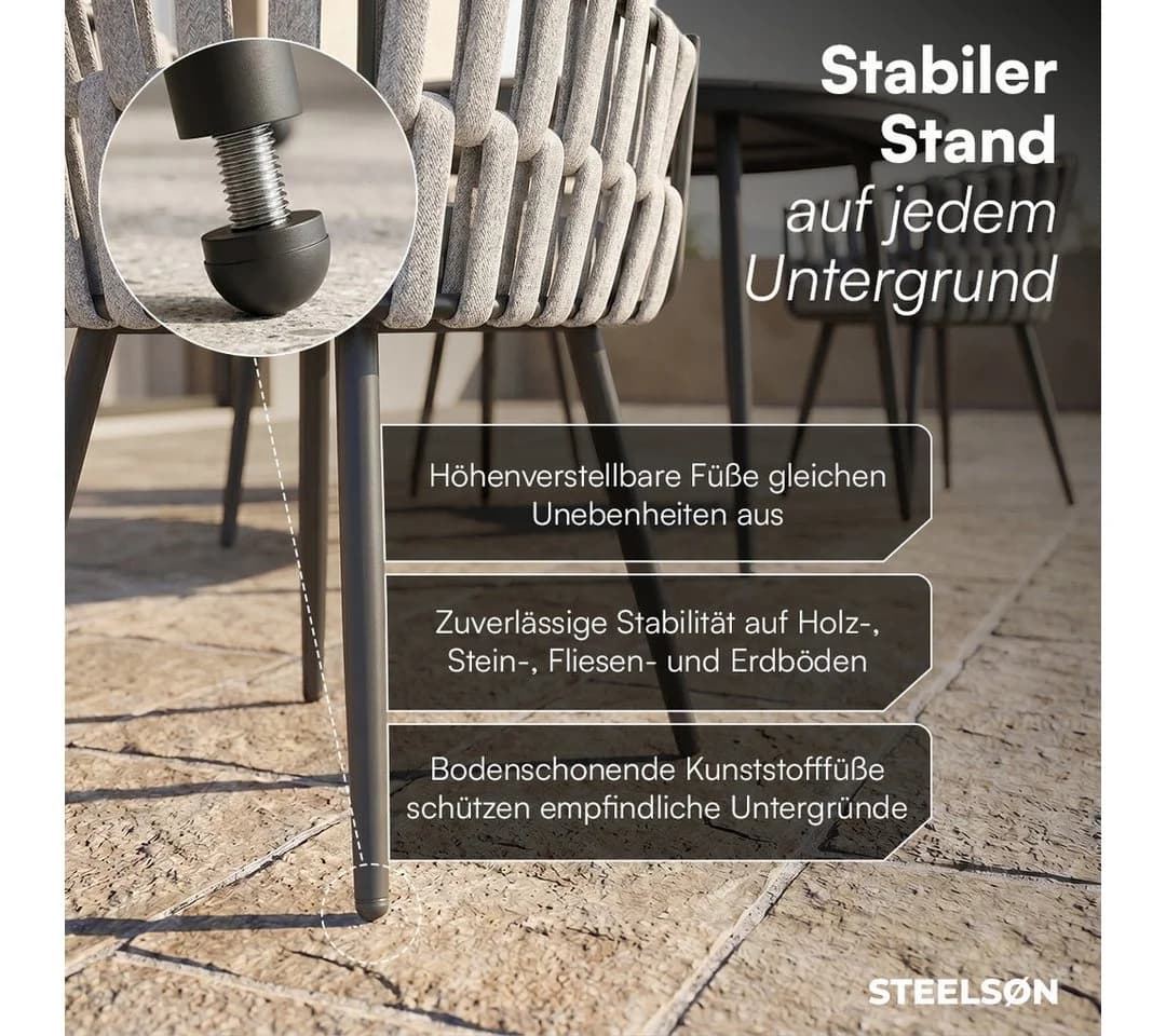 STEELSØN Gartenstuhl Tarian 2er-Set Hellgrau mit Kissen - Bild 3