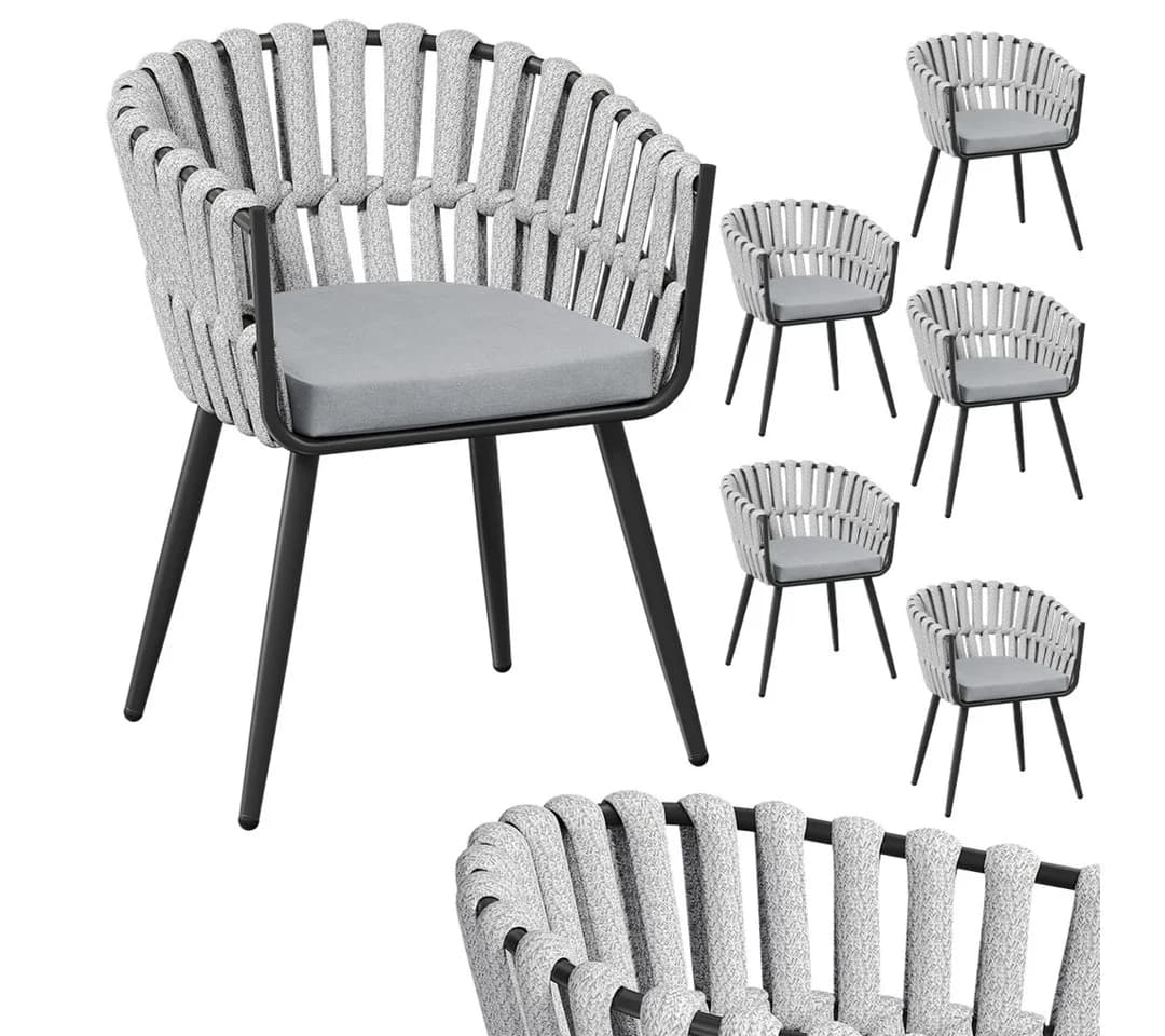 STEELSØN Gartenstuhl Tarian 6er-Set Hellgrau mit Kissen - Bild 2