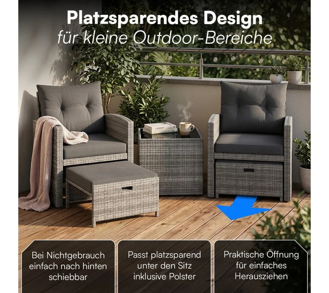 STEELSØN Gartenlounge-Set Selaria 4-tlg. Grau mit Kissen - Bild 3