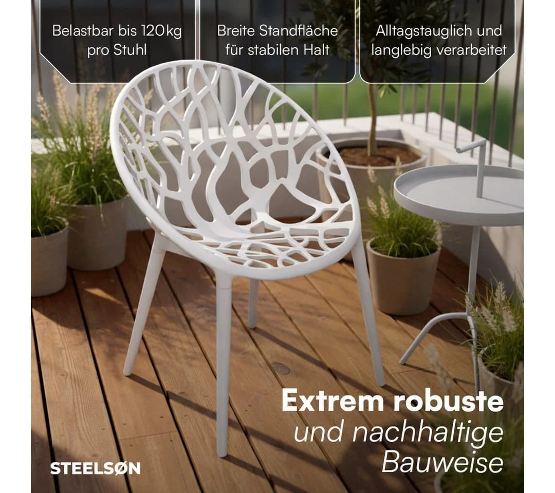 STEELSØN Gartenstuhl Quanta weiß stapelbar wetterfest - Bild 3
