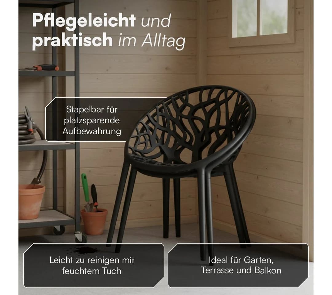 STEELSØN Gartenstuhl Quanta Stapelbar Schwarz 6er Set - Bild 5