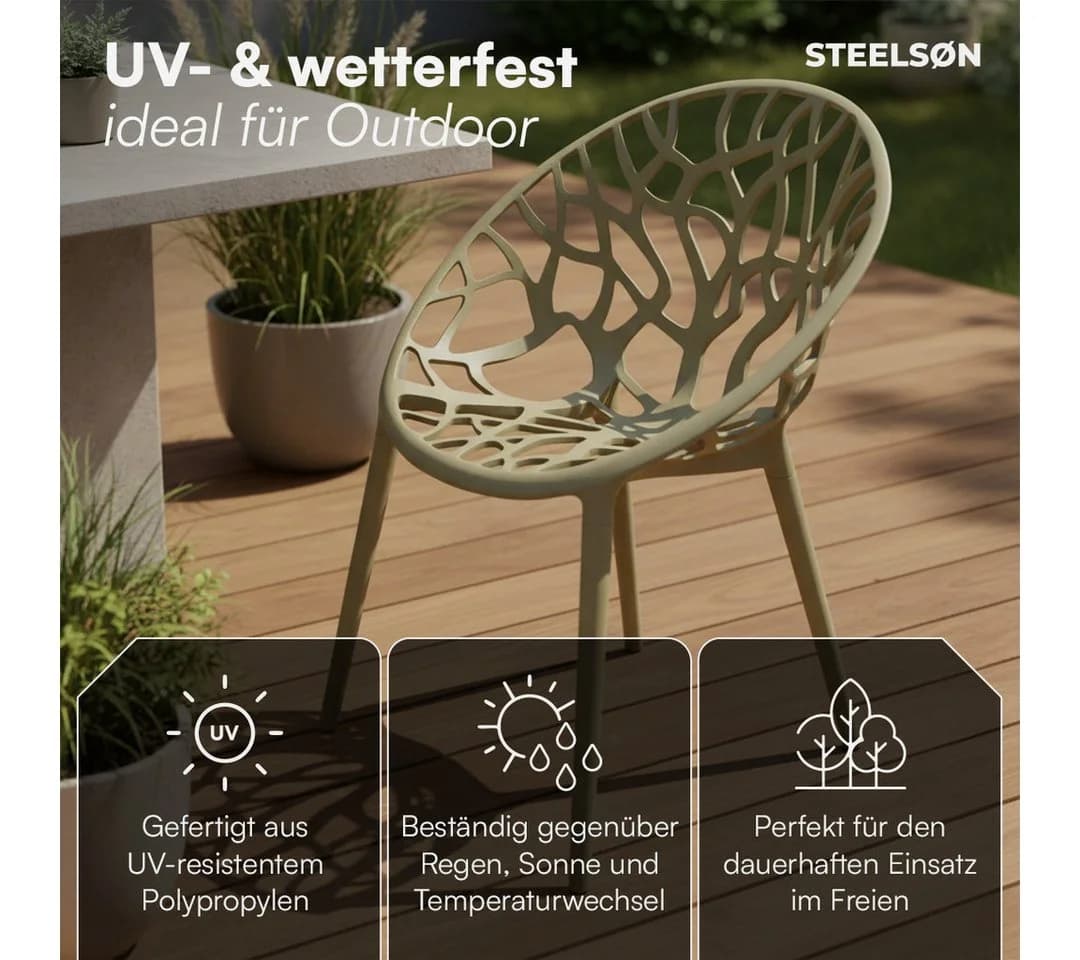 STEELSØN Gartenstuhl Quanta stapelbar olivgrün