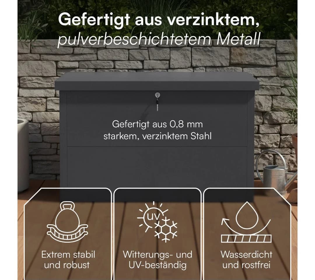 STEELSØN Auflagenbox Icarus Dunkelgrau Metall wetterfest - Bild 4