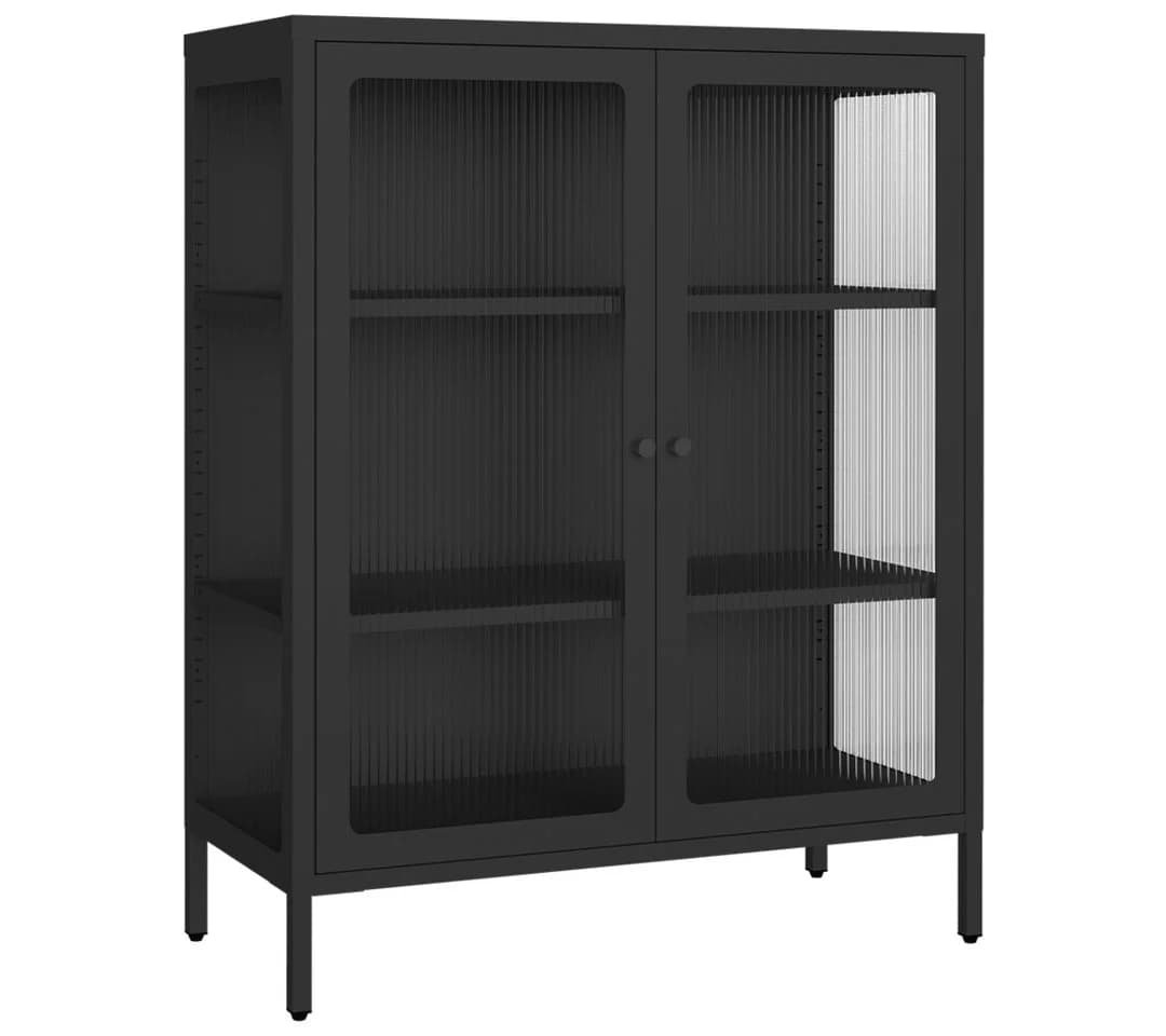 skølm Highboard Norns Vitrinenschrank Schwarz Metall mit Glastüren - Bild 2