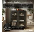 skølm Highboard Norns Vitrinenschrank Schwarz Metall mit Glastüren Bild 4