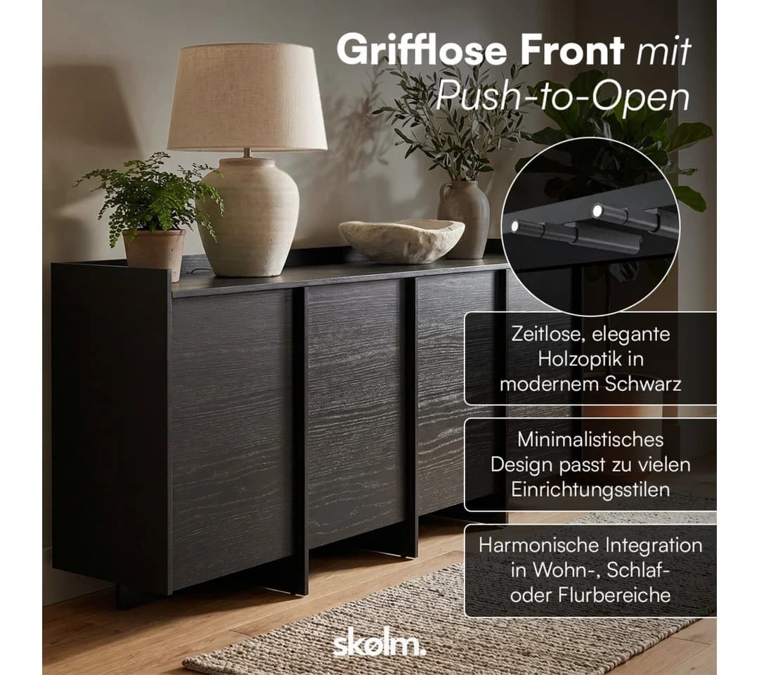 skølm Kommode Meili Holzoptik 4 Türen Push-to-Open 8 Fächer - Bild 3