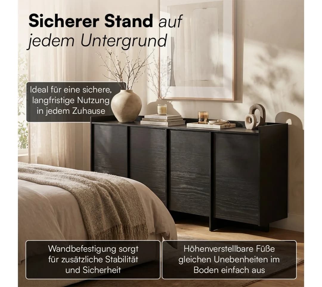 skølm Kommode Meili Holzoptik 4 Türen Push-to-Open 8 Fächer - Bild 5