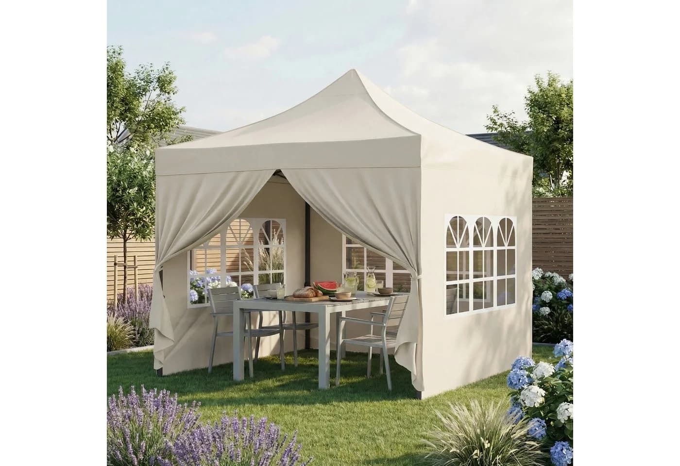 STEELSØN Pavillon Rynara Beige mit Seitenwänden