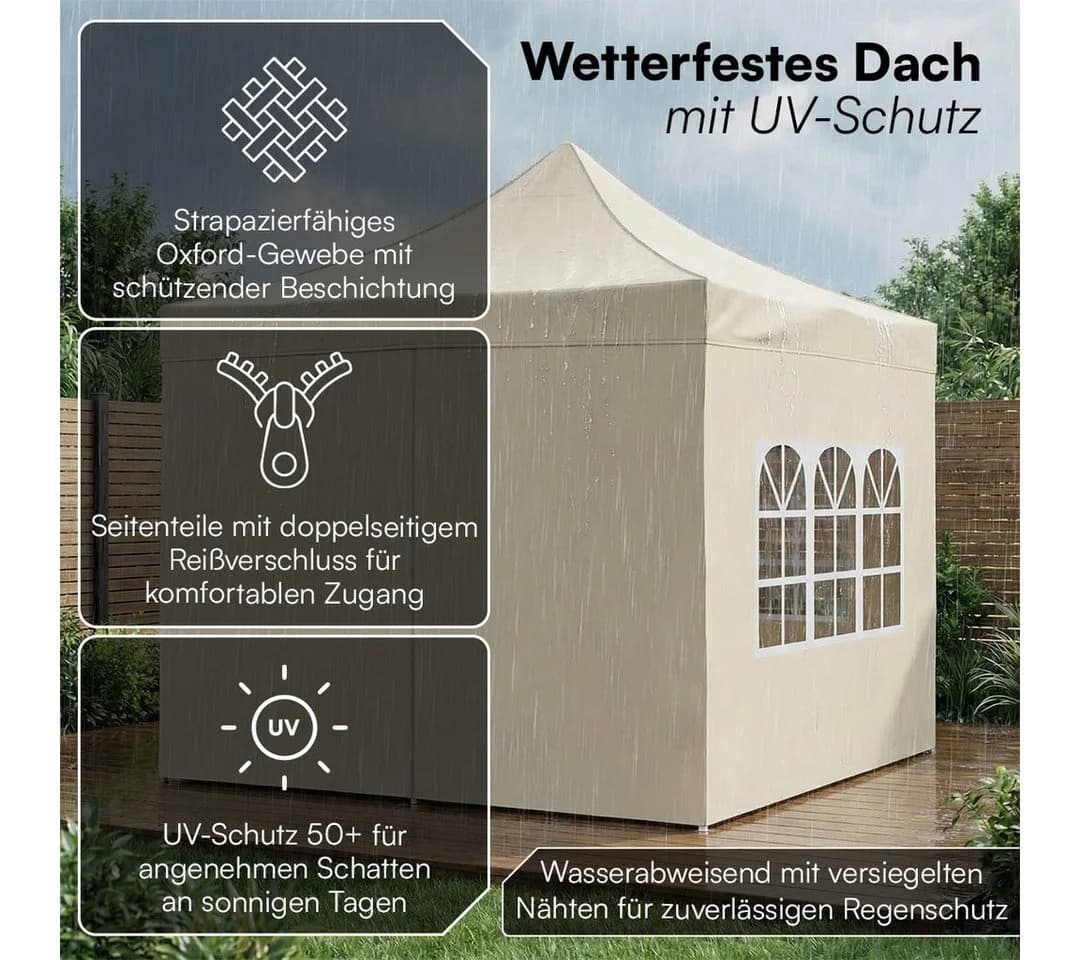 STEELSØN Pavillon Rynara Beige mit Seitenwänden - Bild 4