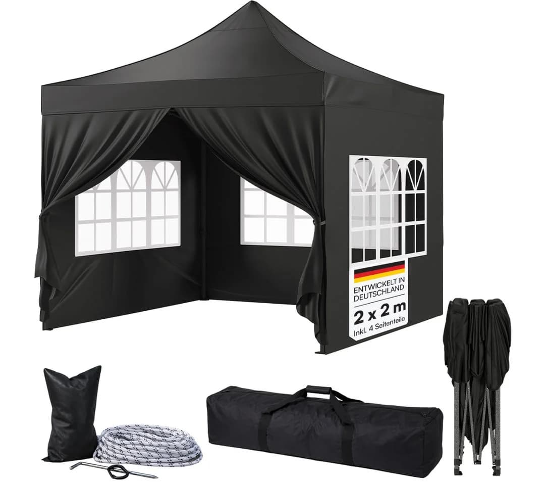 STEELSØN Pavillon Rynara 2x2 m Schwarz mit Seitenwänden - Bild 2