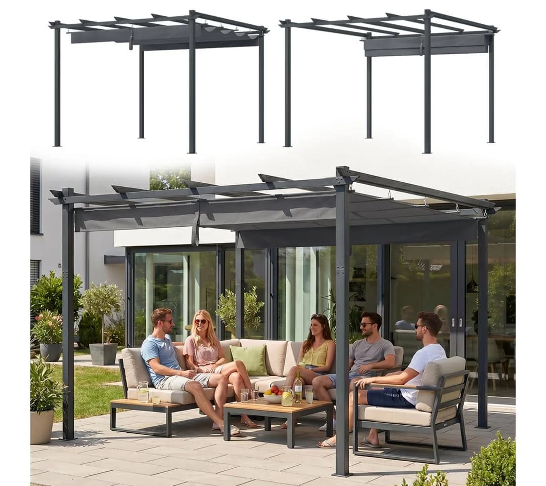 STEELSØN Pergola Xyriela mit Schiebedach Anthrazitgrau - Bild 2