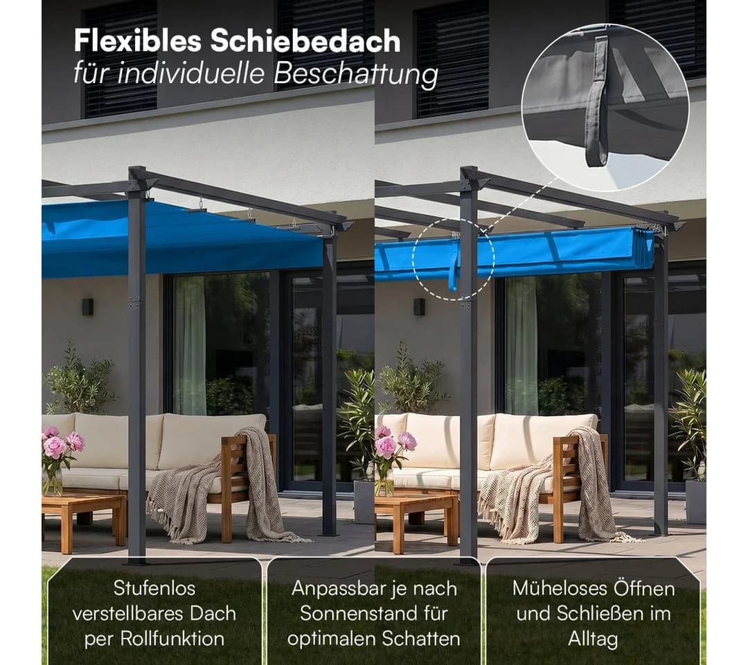 STEELSØN Pergola Xyriela mit Schiebedach Anthrazitgrau - Bild 4