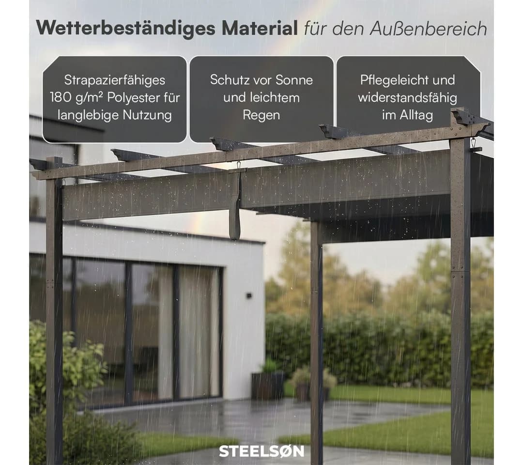 STEELSØN Pergola Xyriela mit Schiebedach Anthrazitgrau - Bild 5