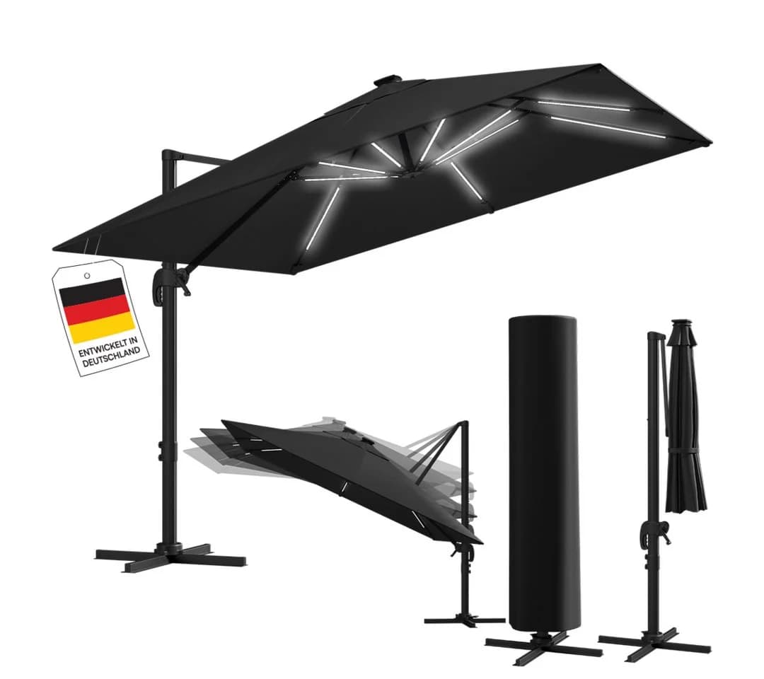 STEELSØN Sonnenschirm Elaris Ampelschwarz mit LED & Solar - Bild 2