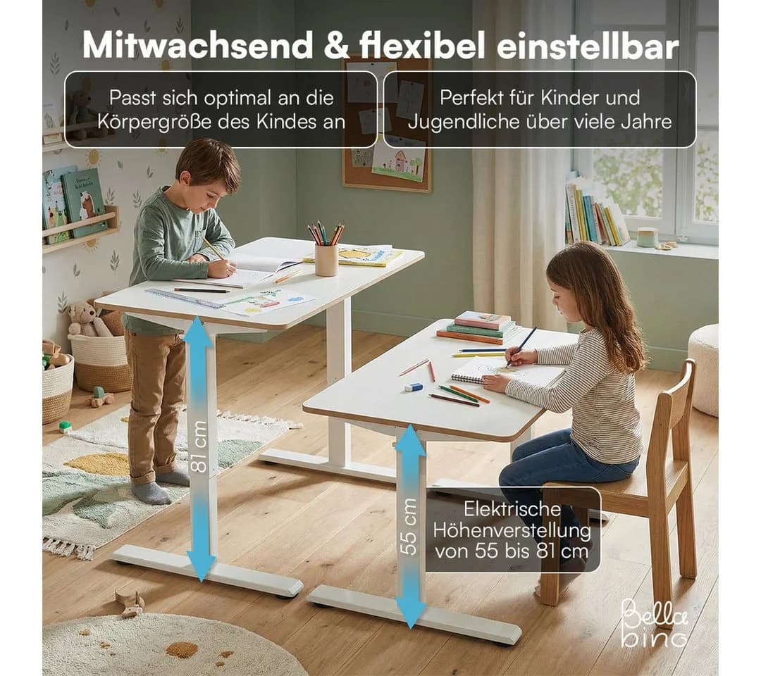 Bellabino Kinderschreibtisch Toro weiß elektrisch höhenverstellbar - Bild 4