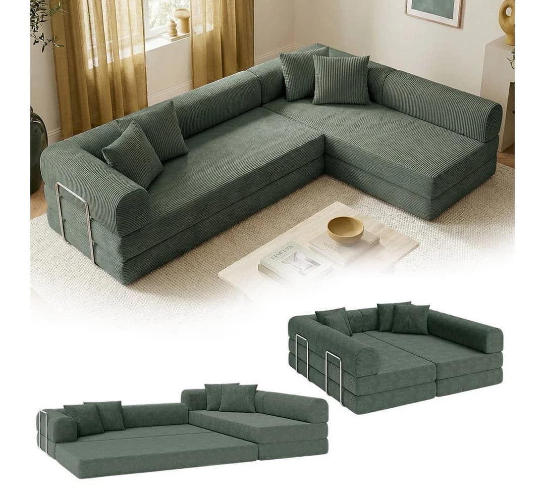 skølm Sofa Lofn Cord Dunkelgrün Schlafsofa Ecksofa - Bild 2