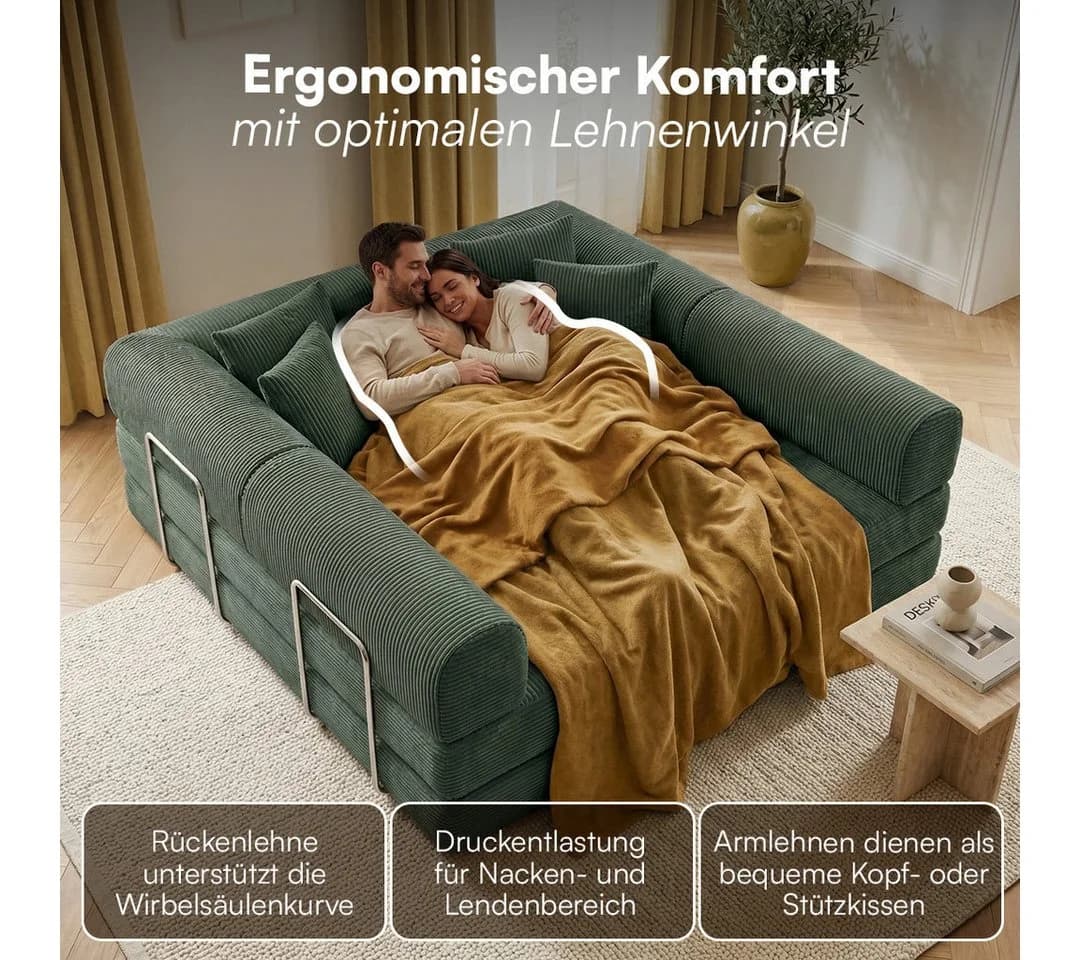 skølm Sofa Lofn Cord Dunkelgrün Schlafsofa Ecksofa - Bild 4