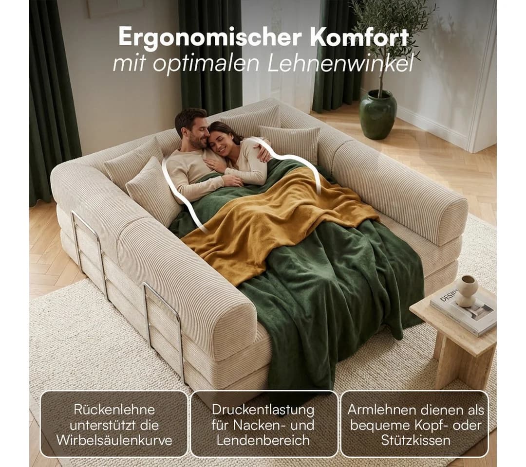 skølm Sofa Lofn Cord Umwandelbar Beige Ecksofa 4 Sitzer - Bild 4
